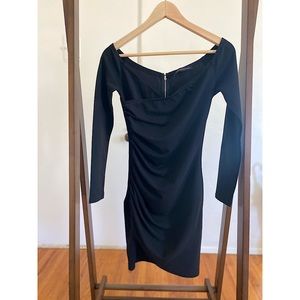 Black evening cocktail dress, long sleeve